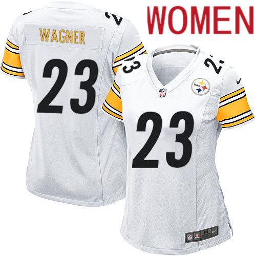 Women Pittsburgh Steelers 23 Mike Wagner Nike White Game NFL Jersey